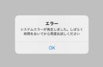 「システムエラーが発生しました。 しばらく時間をおいてから再度お試しください。」エラー