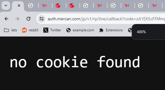 「no cookie found」エラーが表示されてしまう #メルカリ