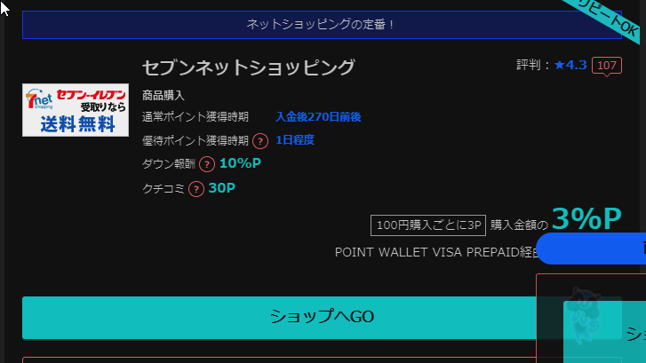 セブンネット ポイントサイト