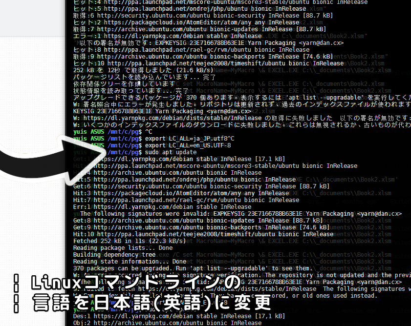 Linuxコマンドラインの言語を日本語または英語に変更