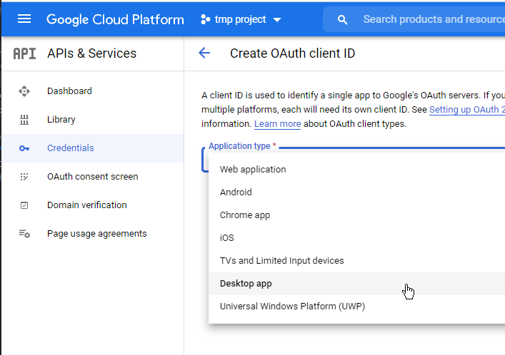 OAuthをnode.jsで使用するためのクライアントID、APIキーのjsonファイルを生成する